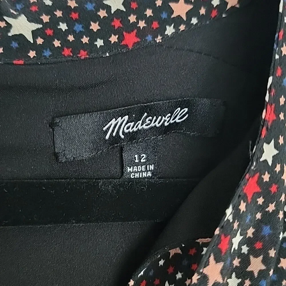 Madewell Balsam Silk Tie-Neck Dress in Starry Night Mediterranean, 12 - Picture 7 of 9